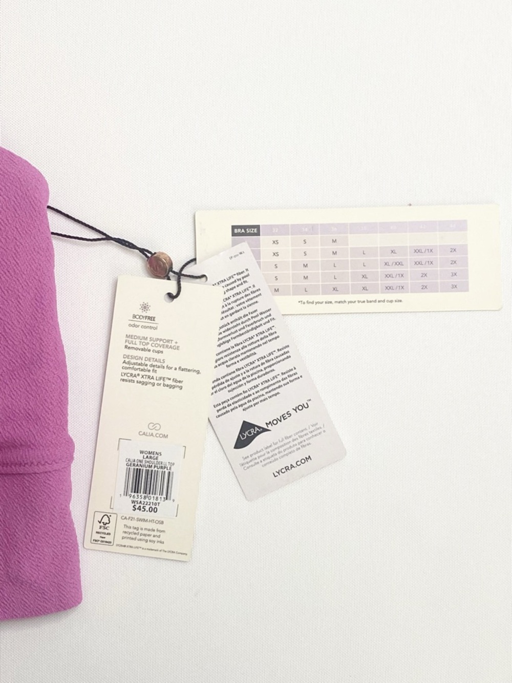 Calia Asymmetrical Bikini Top NWT Large Pink One Shoulder Swim Athleisure - Picture 6 of 7